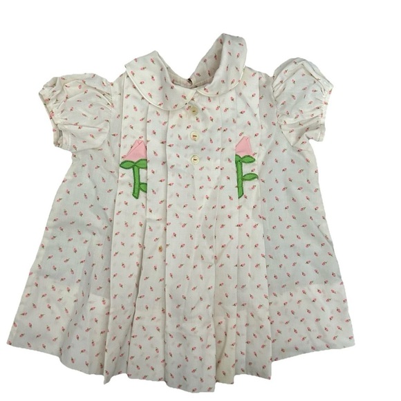 Other - Vintage Baby Girl Tulip Collard Pleated Shirt Size 6-9 Months